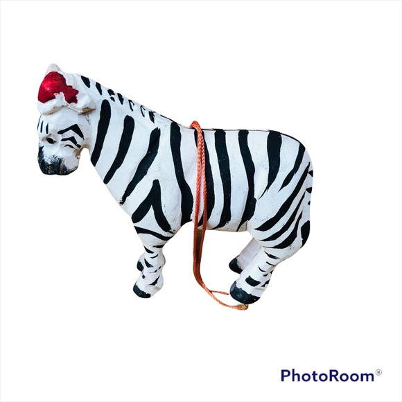 Vintage Hand crafted Felted and Wood Toy Animal Ornaments Bundle Elephant Zebra - Picture 4 of 10